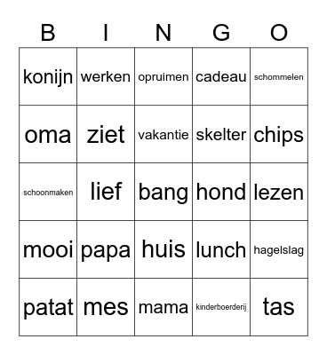 tafel dekken Bingo Card