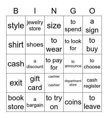 IR DE COMPRAS Bingo Card