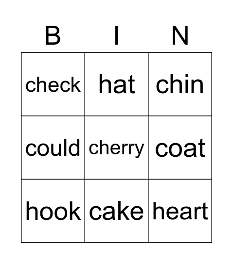 Word Study Bingo Card