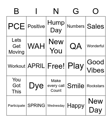 Positivity Sales Bingo Baby Bingo Card
