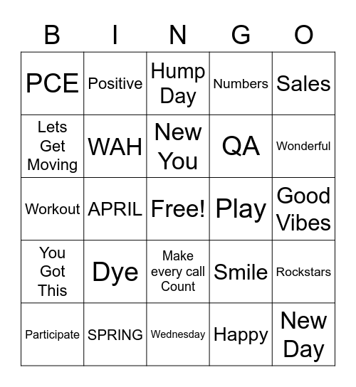 Positivity Sales Bingo Baby Bingo Card