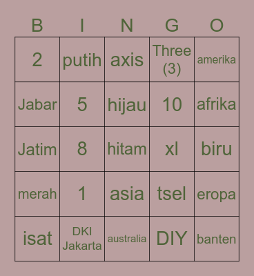 Saras Bingo Card