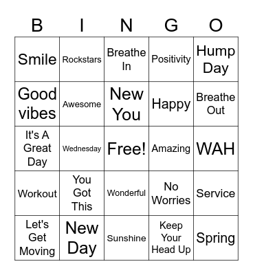 Positivity Service Bingo Baby Bingo Card