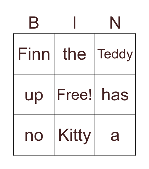 Look out Teddy Bingo Card