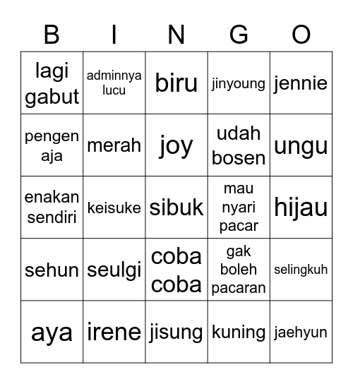 💛 seulgi 💛 Bingo Card