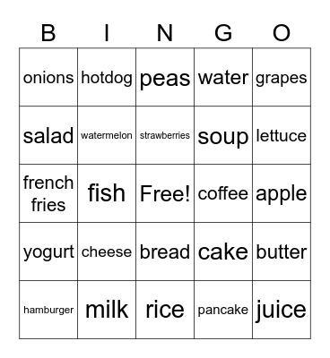 La Comida Bingo Card
