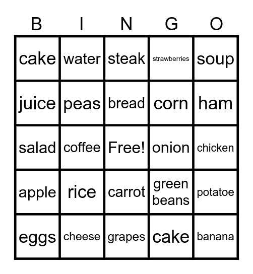 La Comida Loteria Bingo Card
