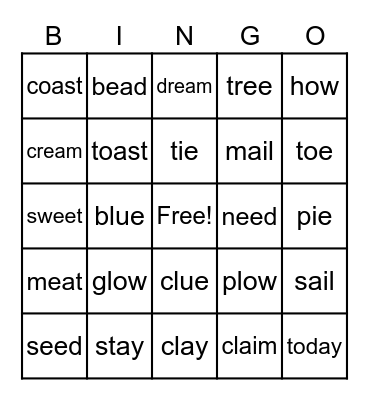 Grade 2 Bingo Card