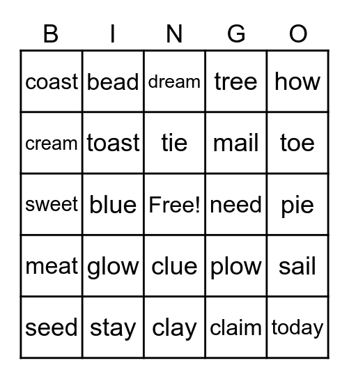 Grade 2 Bingo Card