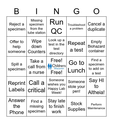 2021 Lab Week Bingo Card