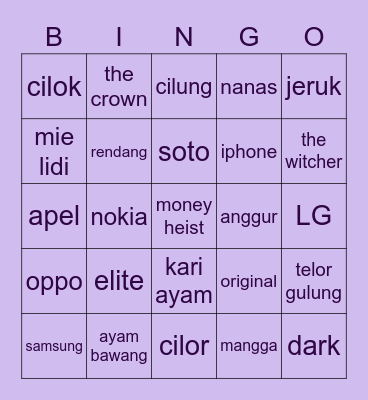 Bigel Bingo Card
