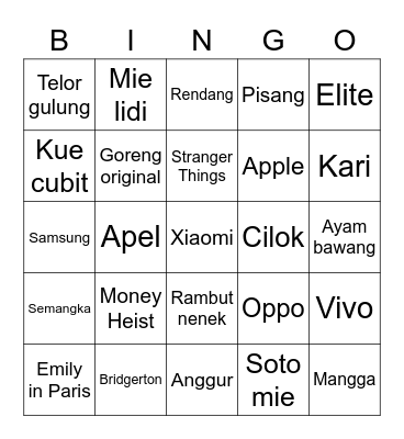 Punya Binta Bingo Card
