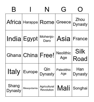 World Bingo Card