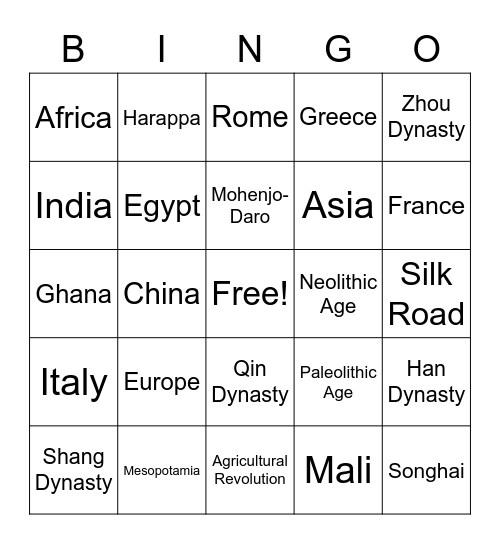 World Bingo Card