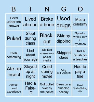 Never Have I Ever BEERBINGO Card