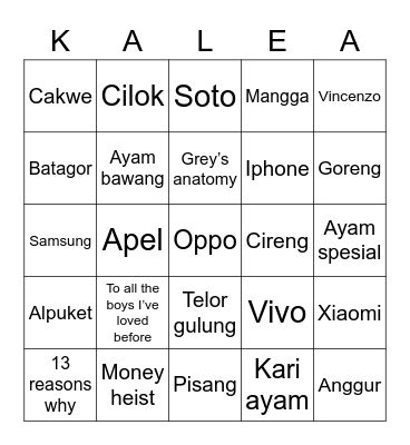 YEEEEEEEEE Bingo Card