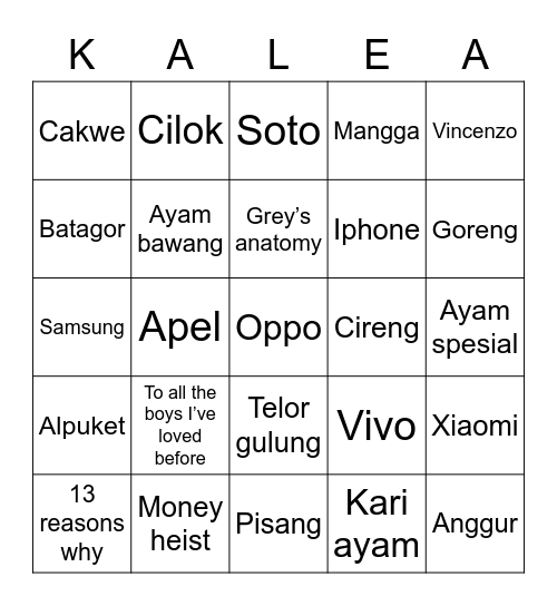 YEEEEEEEEE Bingo Card