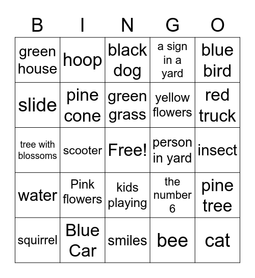 take a walk Bingo Card