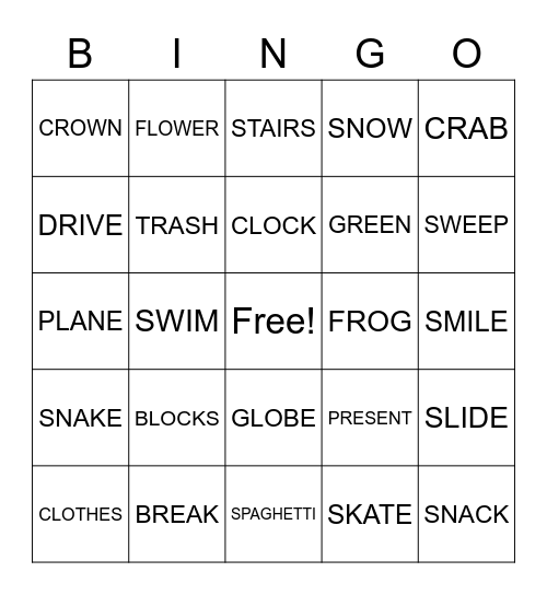 clusters Bingo Card