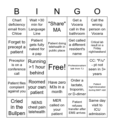 Lowry Bingo Card