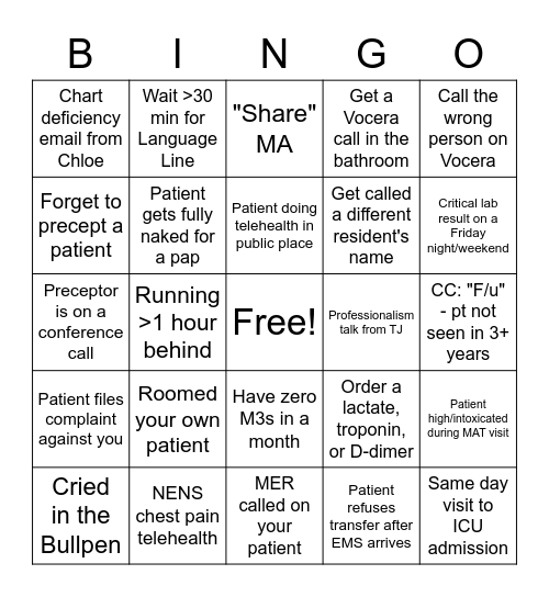 Lowry Bingo Card