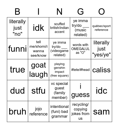 450 El Lavalois Bingo Card