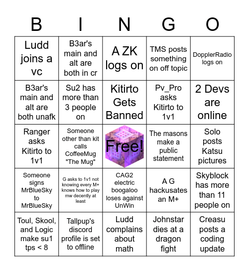 Crackhead CK Bingo (From creating of board onwards) Bingo Card