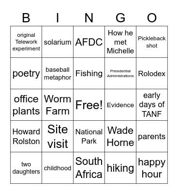 Mark mentions... Bingo Card