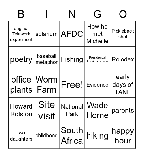 Mark mentions... Bingo Card