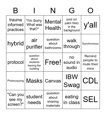 Hybrid Welcome Bingo Card