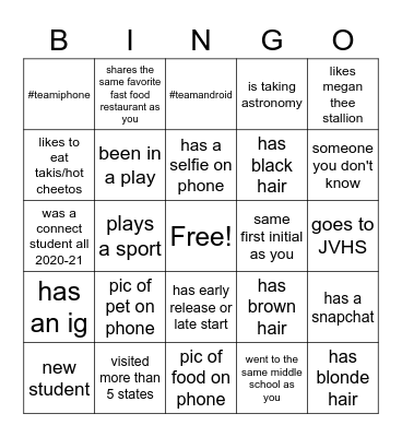 Minglin' Bingo: Find someone...... Bingo Card