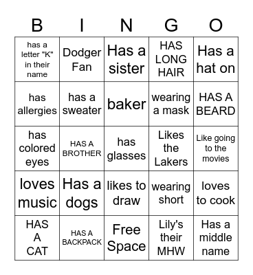 Find Someone Who? Bingo Card