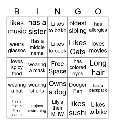 Find Someone Who? Bingo Card