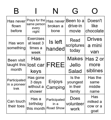 Find someone who Bingo Card
