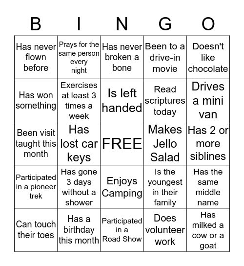 Find someone who Bingo Card
