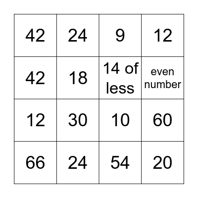 Common Denominators Bingo Card