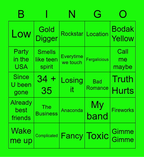 Spartacus Music Bingo 2 Bingo Card