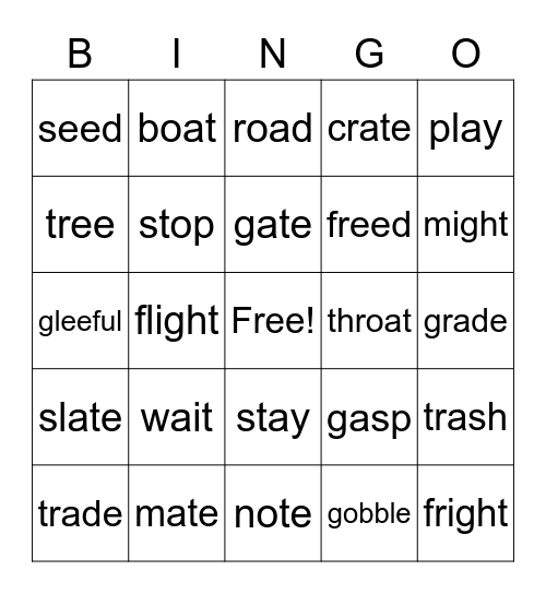 Vowels Bingo Card