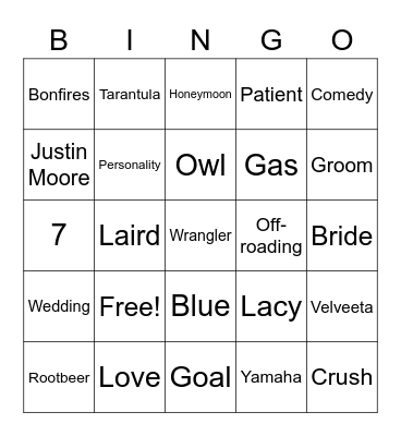 Hannah Bingo Card