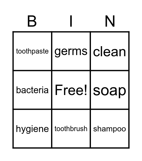 Keeping Clean! Bingo Card