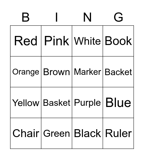 Color Bingo Card