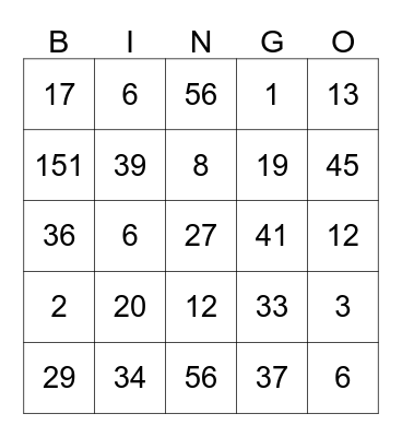 Let Us Shine - Musical Bingo Card
