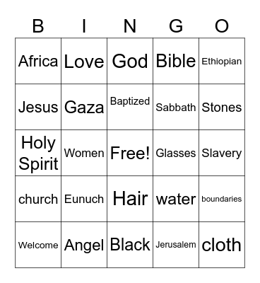 Sermon Bingo Card