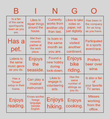 AMWeek social activity bingo Card