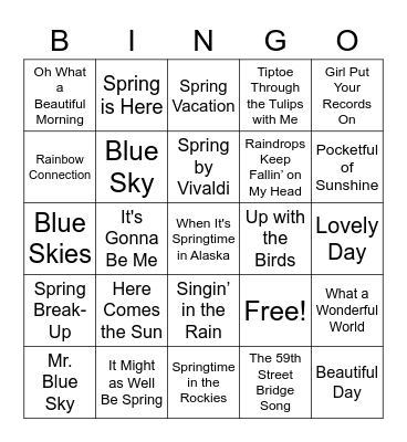 Spring Musical BINGO Card