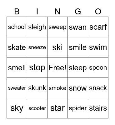 s-clusters Bingo Card
