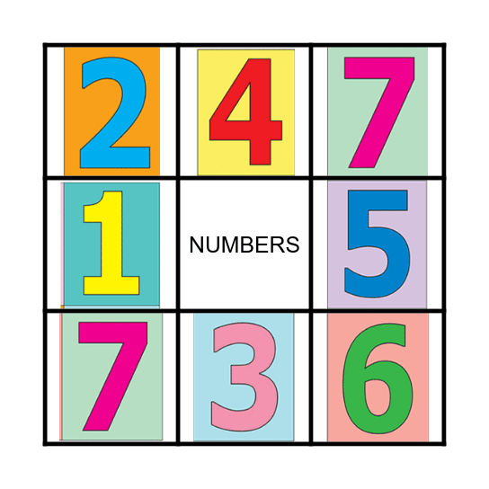 NUMBERS Bingo Card