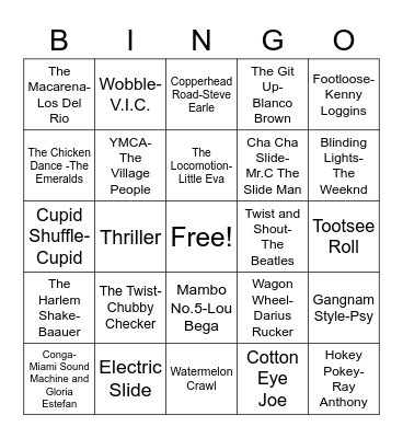Dance Bingo Card