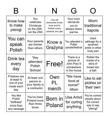 BINGO: Polish Edition Bingo Card