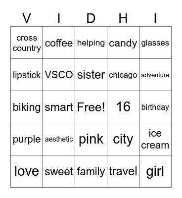 Happy Sweet 16 Bingo Card